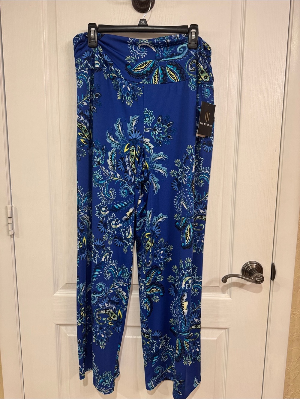 I.N. Studio Blue Paisley Wide-Leg Pants